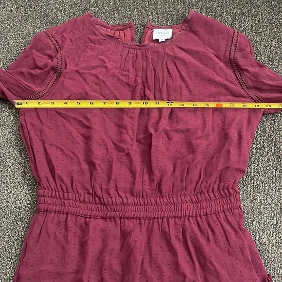 MISA Los Angeles Alin Mini Dress Size M Burgundy Swiss Dot Long Sleeves. - Picture 10 of 16
